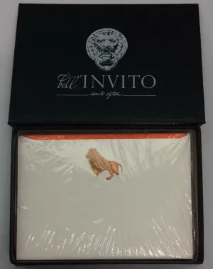 BOXED NOTE CARDS - BIO - ENGRAVED LION