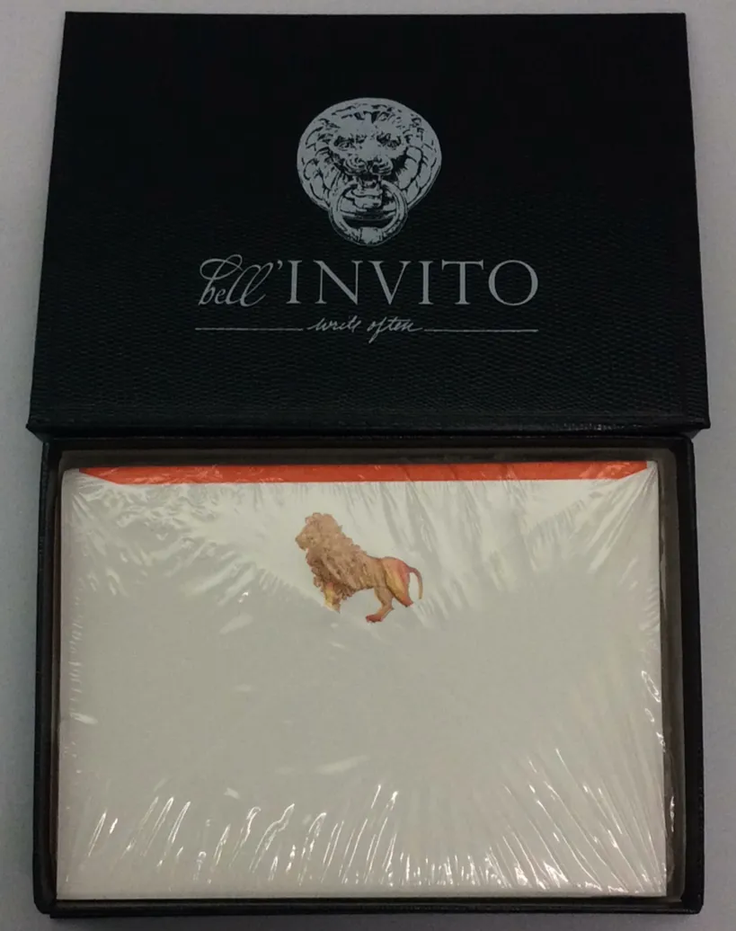 BOXED NOTE CARDS - BIO - ENGRAVED LION