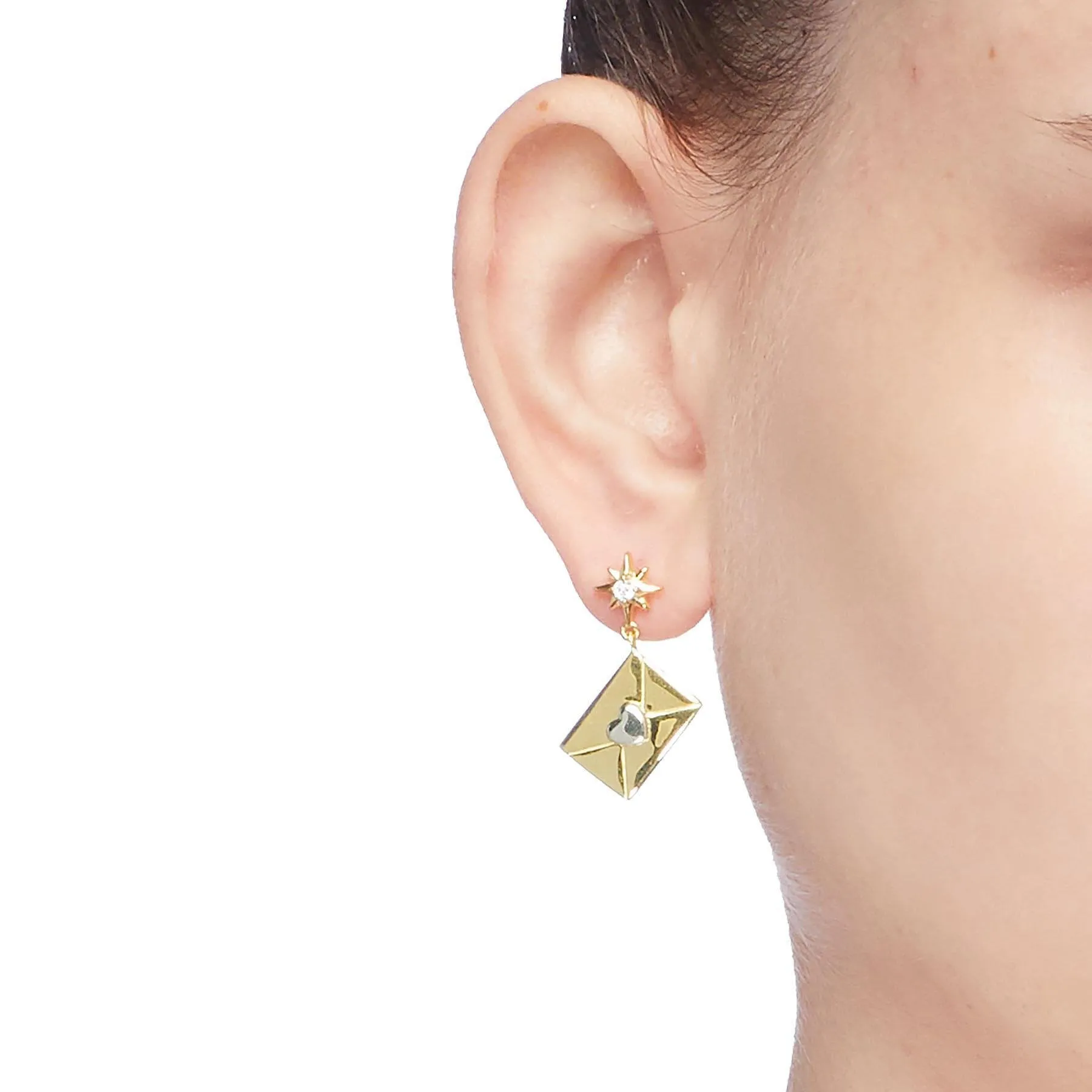 Bright Star Envelope Silver Drop Earrings