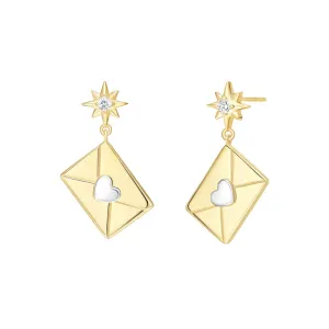 Bright Star Envelope Silver Drop Earrings