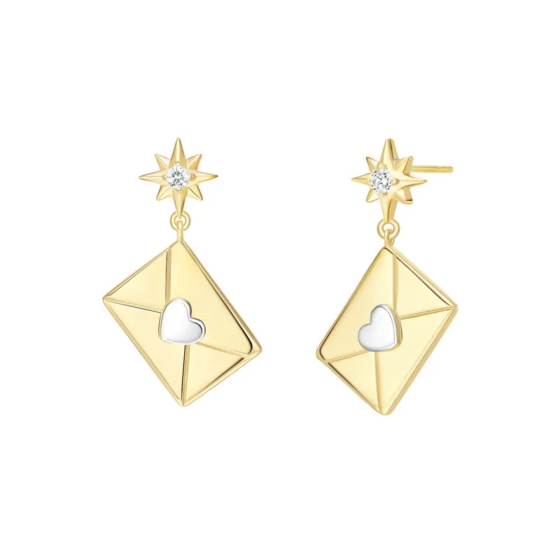Bright Star Envelope Silver Drop Earrings