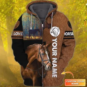 Brown Horse - Personalized Name 3D Zipper Hoodie - Nt168 - Loop - Ct260