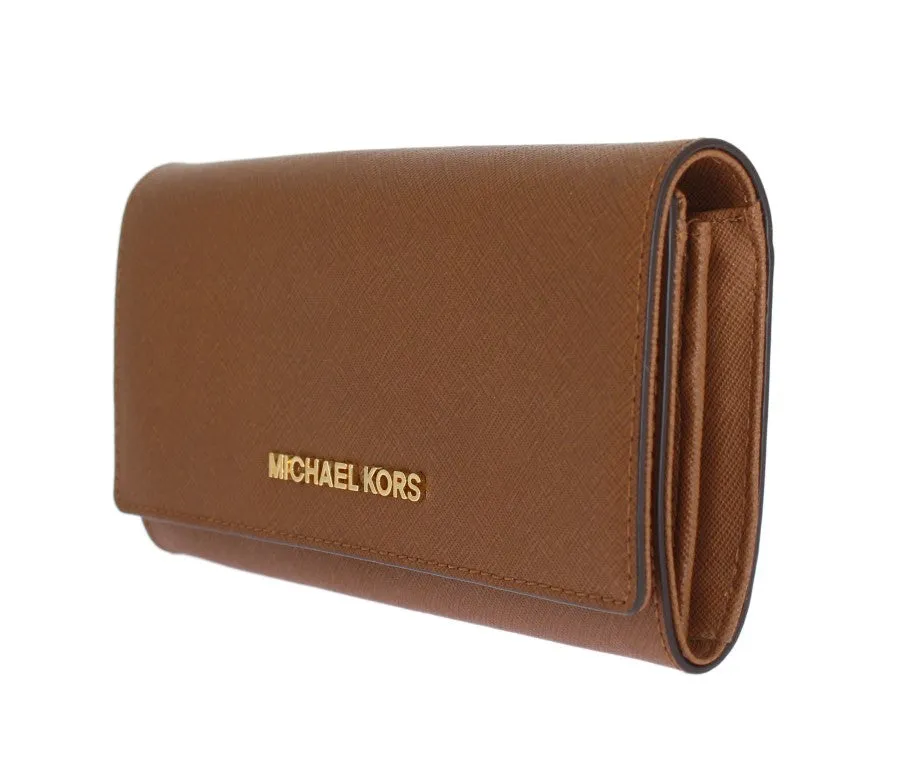 Brown JET SET TRAVEL Carryall Leather Wallet