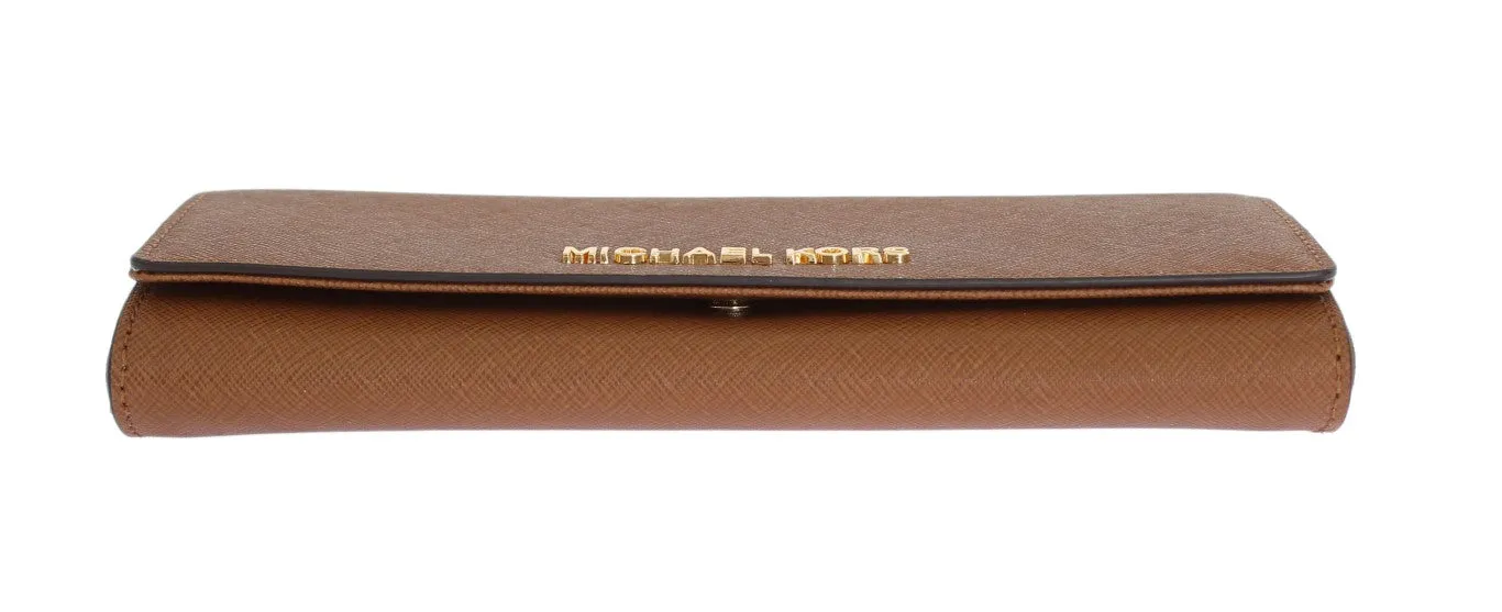 Brown JET SET TRAVEL Carryall Leather Wallet