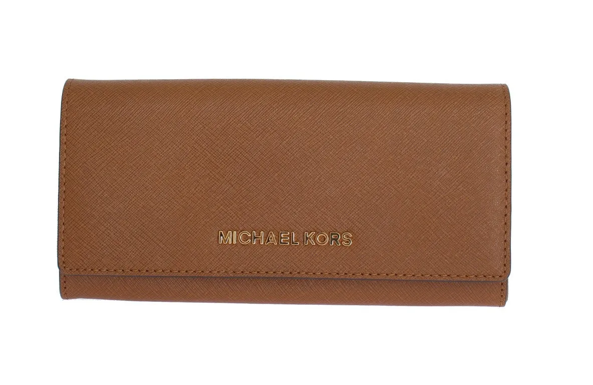 Brown JET SET TRAVEL Carryall Leather Wallet