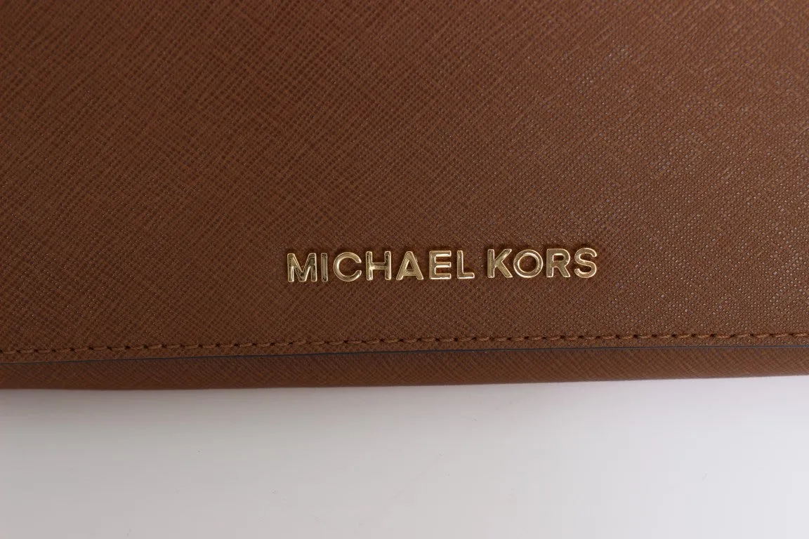 Brown JET SET TRAVEL Carryall Leather Wallet