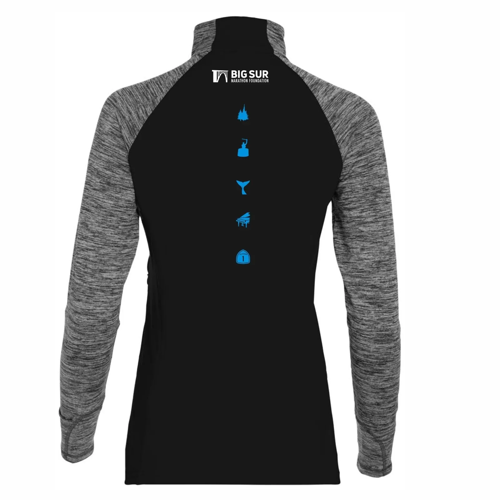 BSIM Women's Shoulder-Zip 1/4 Zip -Black/Carbon- LCP