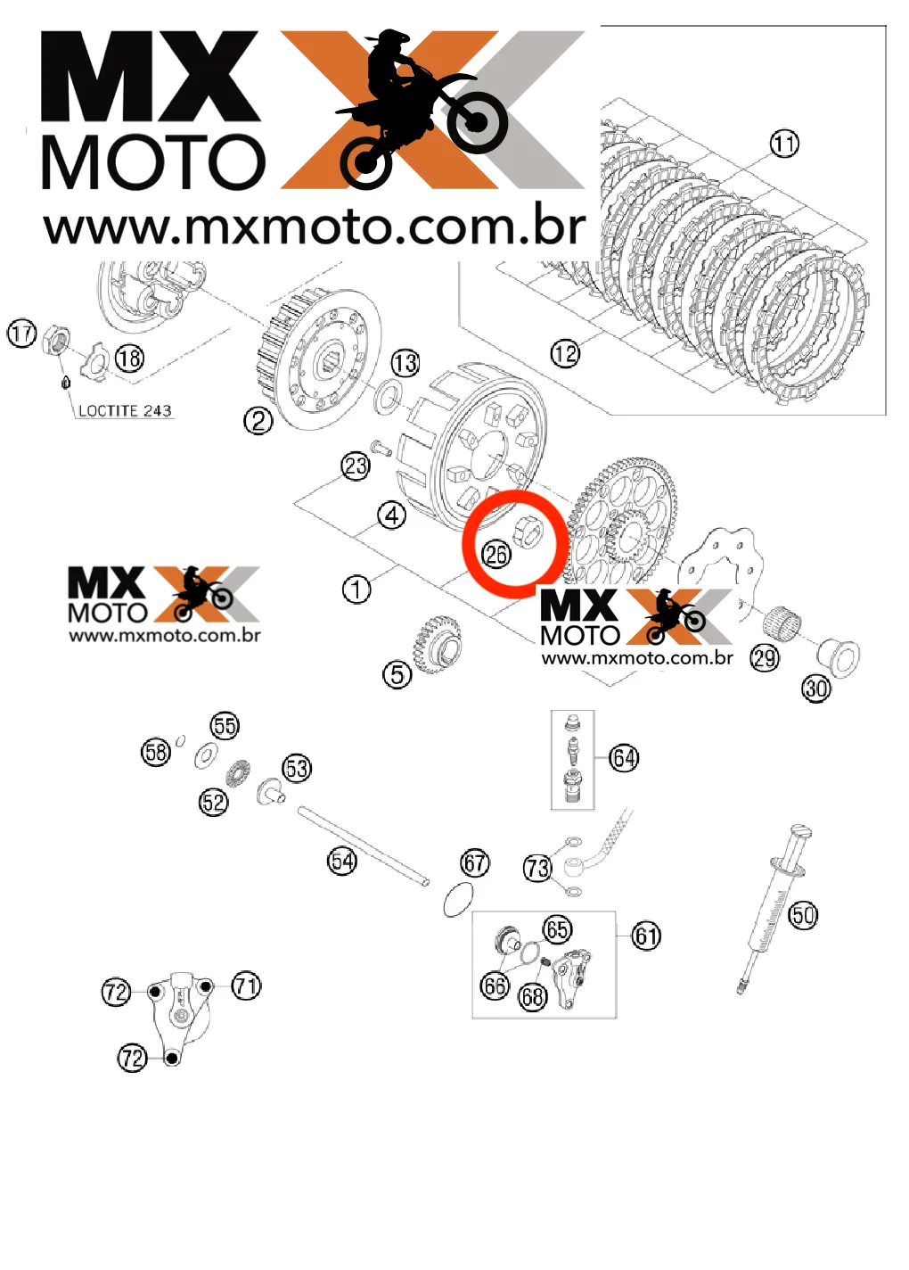 Buchas / Borrachas Amortecimento da Embreagem Original KTM 1994 a 2012 - Husaberg 2012 - 58132026000