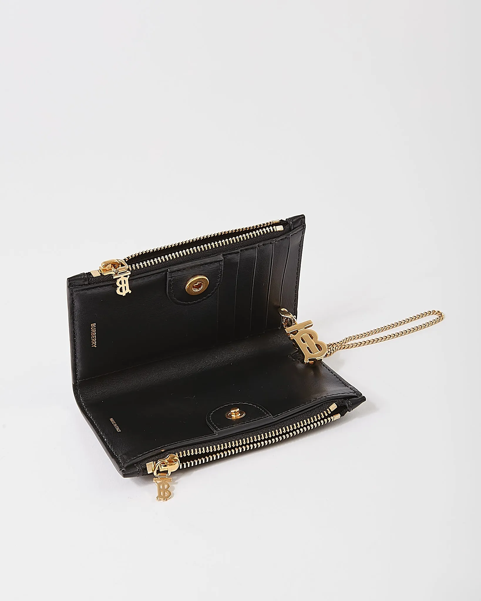 Burberry Black Leather Card Holder Chain