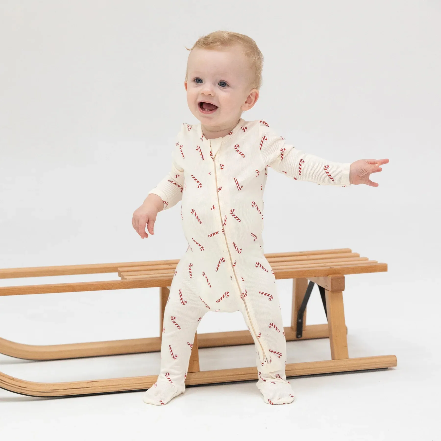 Candy Canes Two Way Zipper Footie