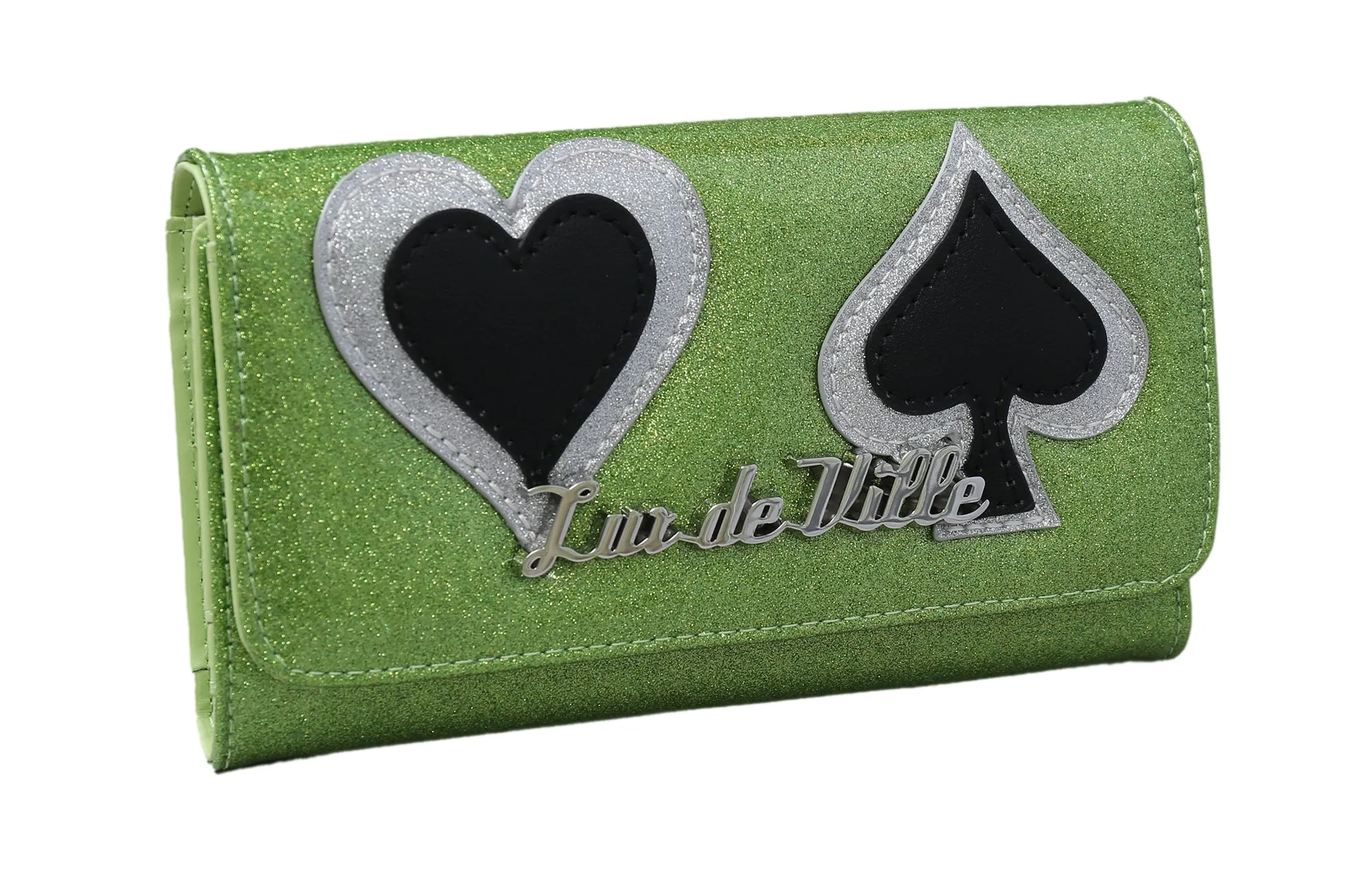 Card Suit Wallet - Envy Green Sparkle