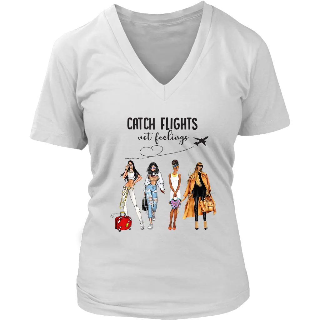 Catching Flights Not Feelings | Travel T-Shirt | Travel the World | Gifts for Her | Girls Trip