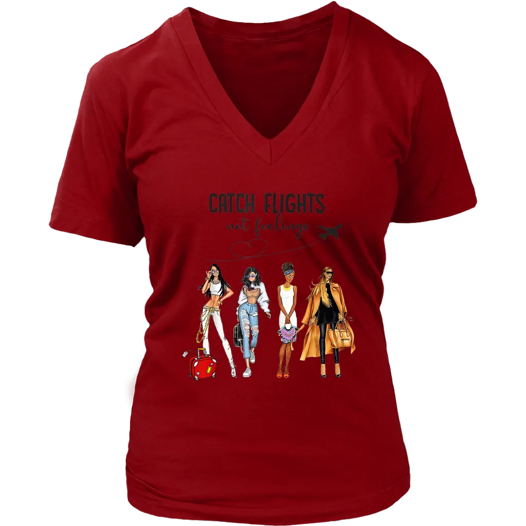 Catching Flights Not Feelings | Travel T-Shirt | Travel the World | Gifts for Her | Girls Trip