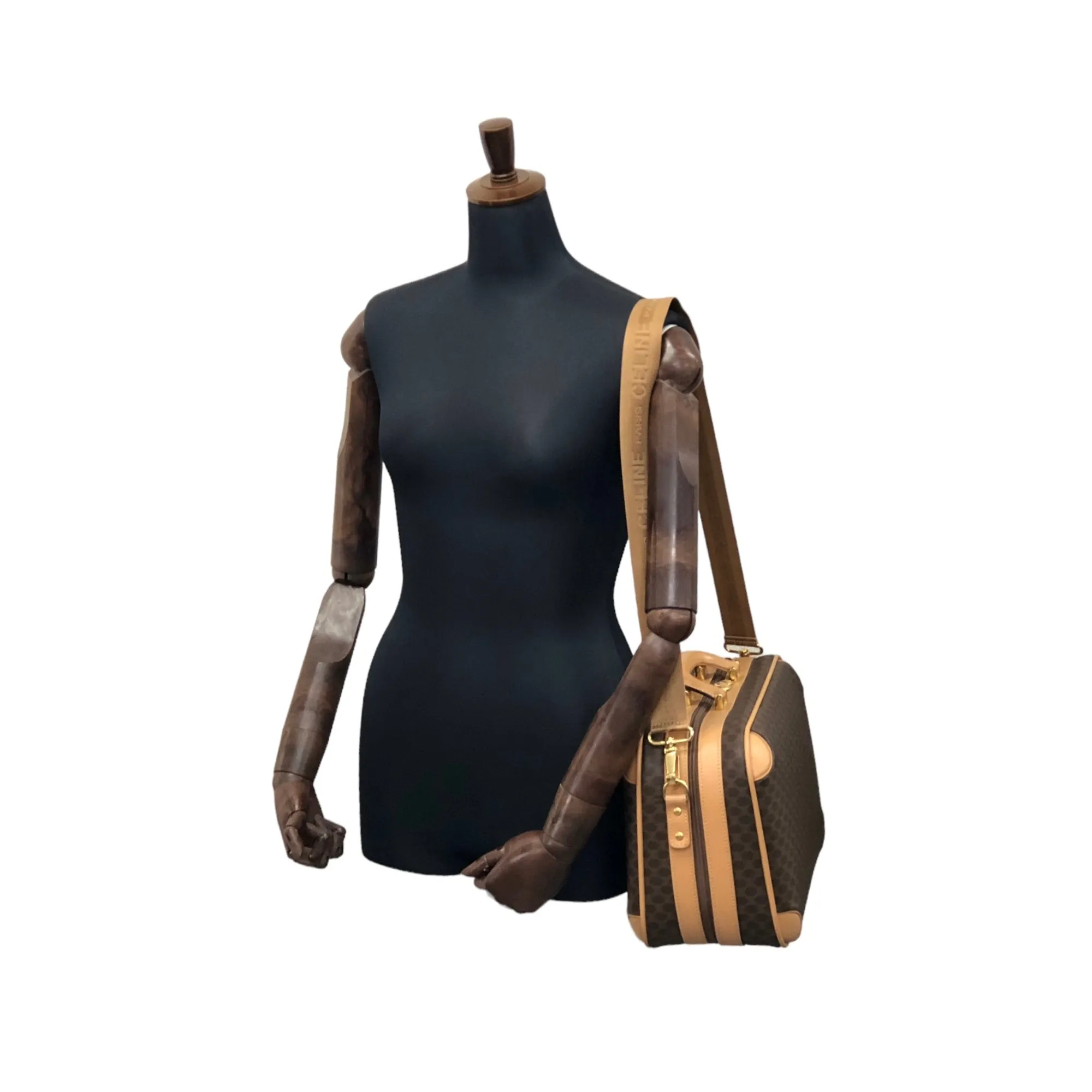 CELINE Macadam Two-way Handbag Shoulder bag Brown Vintage 55h7ds