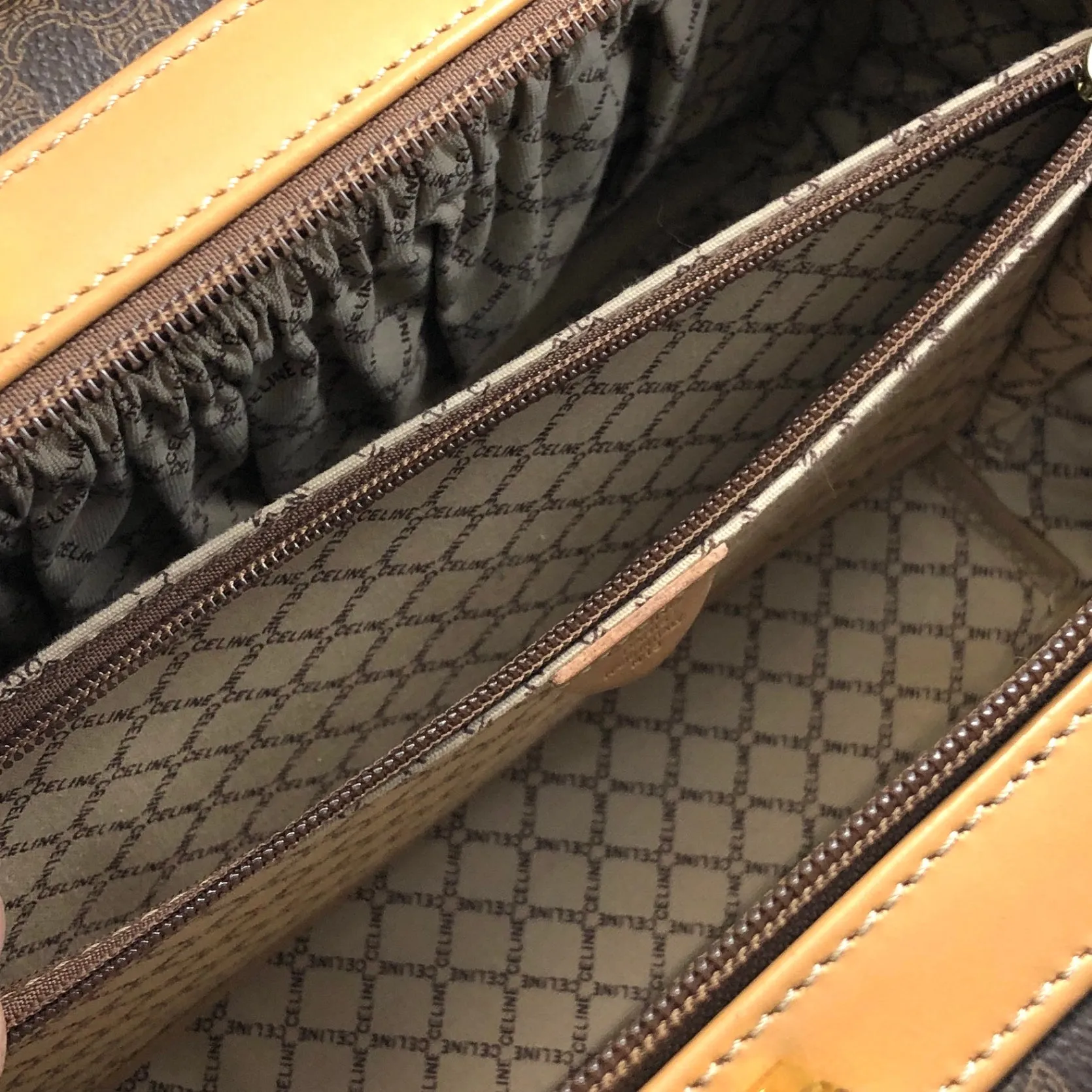 CELINE Macadam Two-way Handbag Shoulder bag Brown Vintage 55h7ds