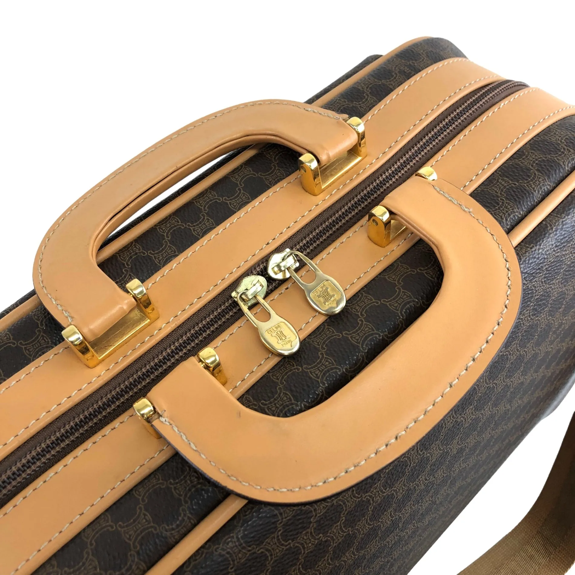 CELINE Macadam Two-way Handbag Shoulder bag Brown Vintage 55h7ds