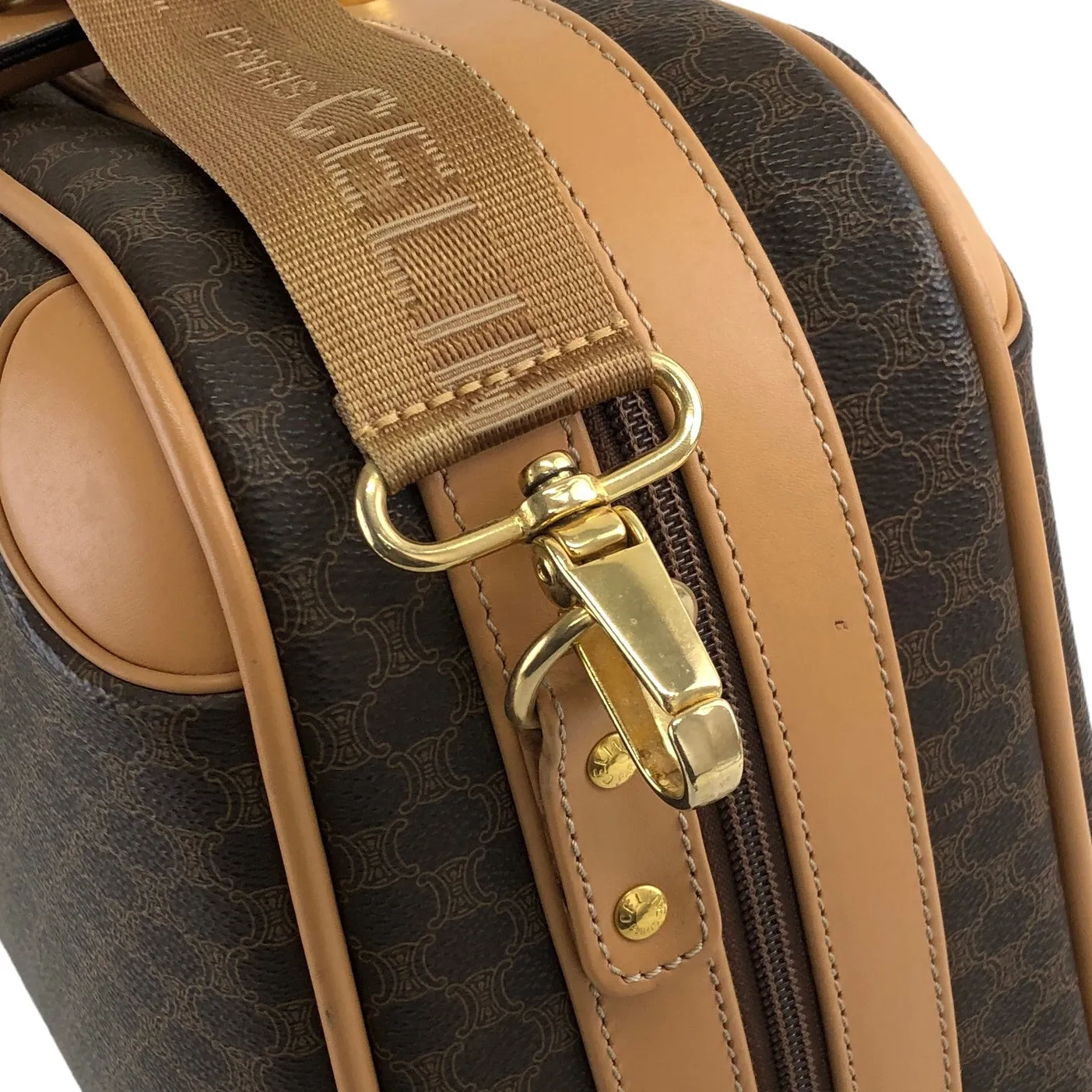 CELINE Macadam Two-way Handbag Shoulder bag Brown Vintage 55h7ds