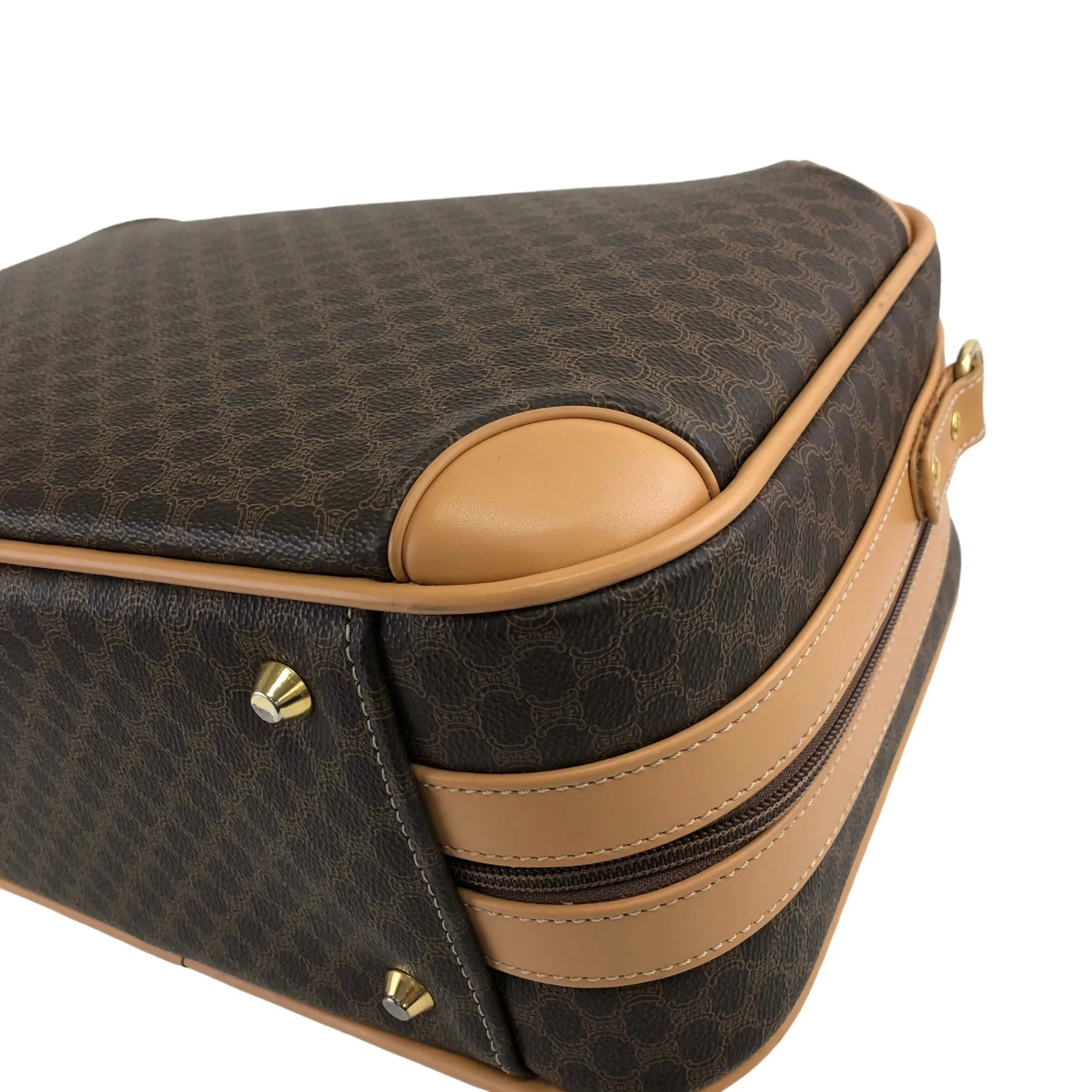 CELINE Macadam Two-way Handbag Shoulder bag Brown Vintage 55h7ds