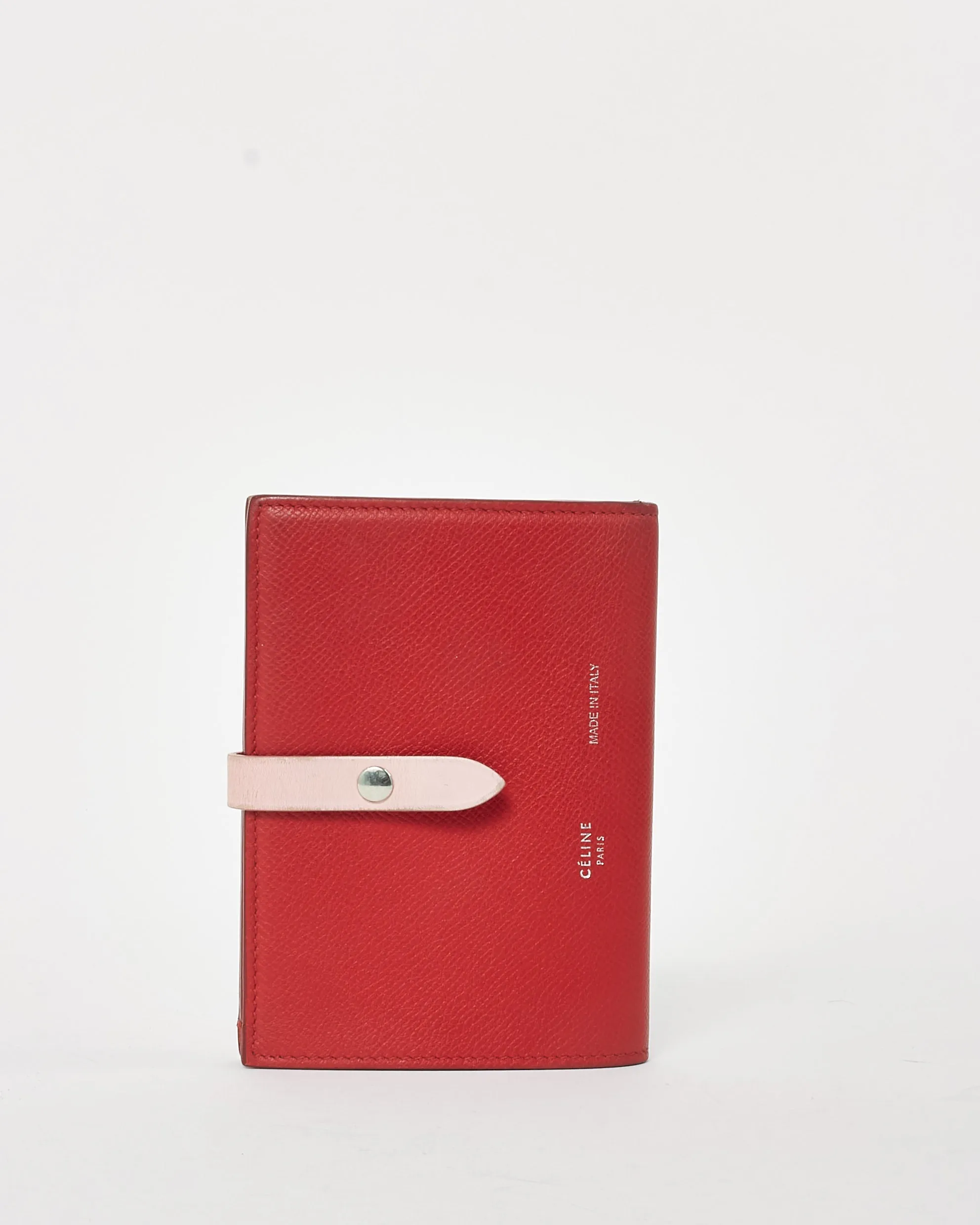 Celine Red Leather and Pink Strap Wallet