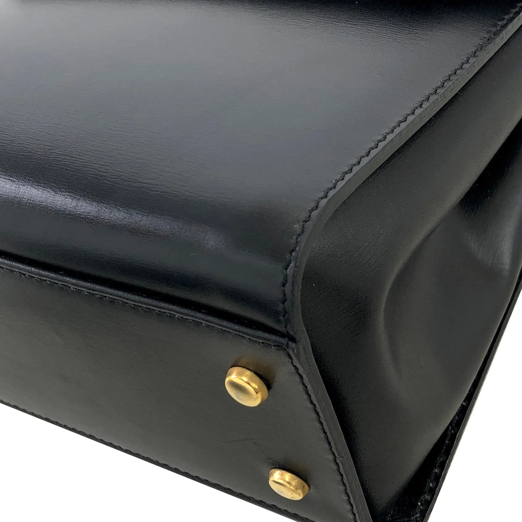 CELINE Starball Leather Two-way Handbag Shoulder bag Black Vintage jrwffj