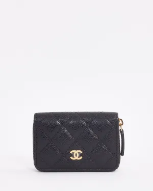Chanel Black Caviar Leather Classic Zip Coin Case