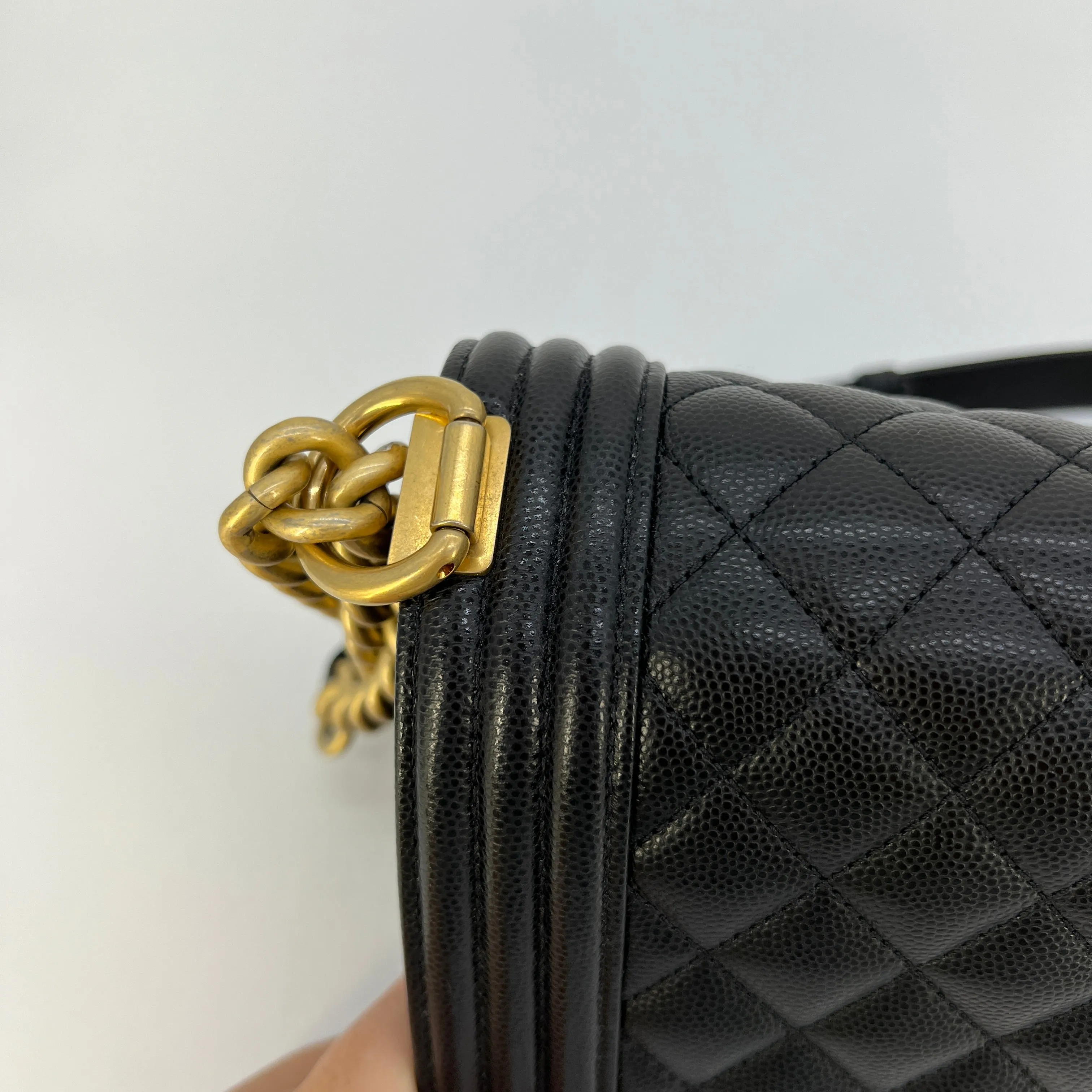 CHANEL Caviar Quilted Old Medium Boy Flap Black [Guaranteed Authentic]