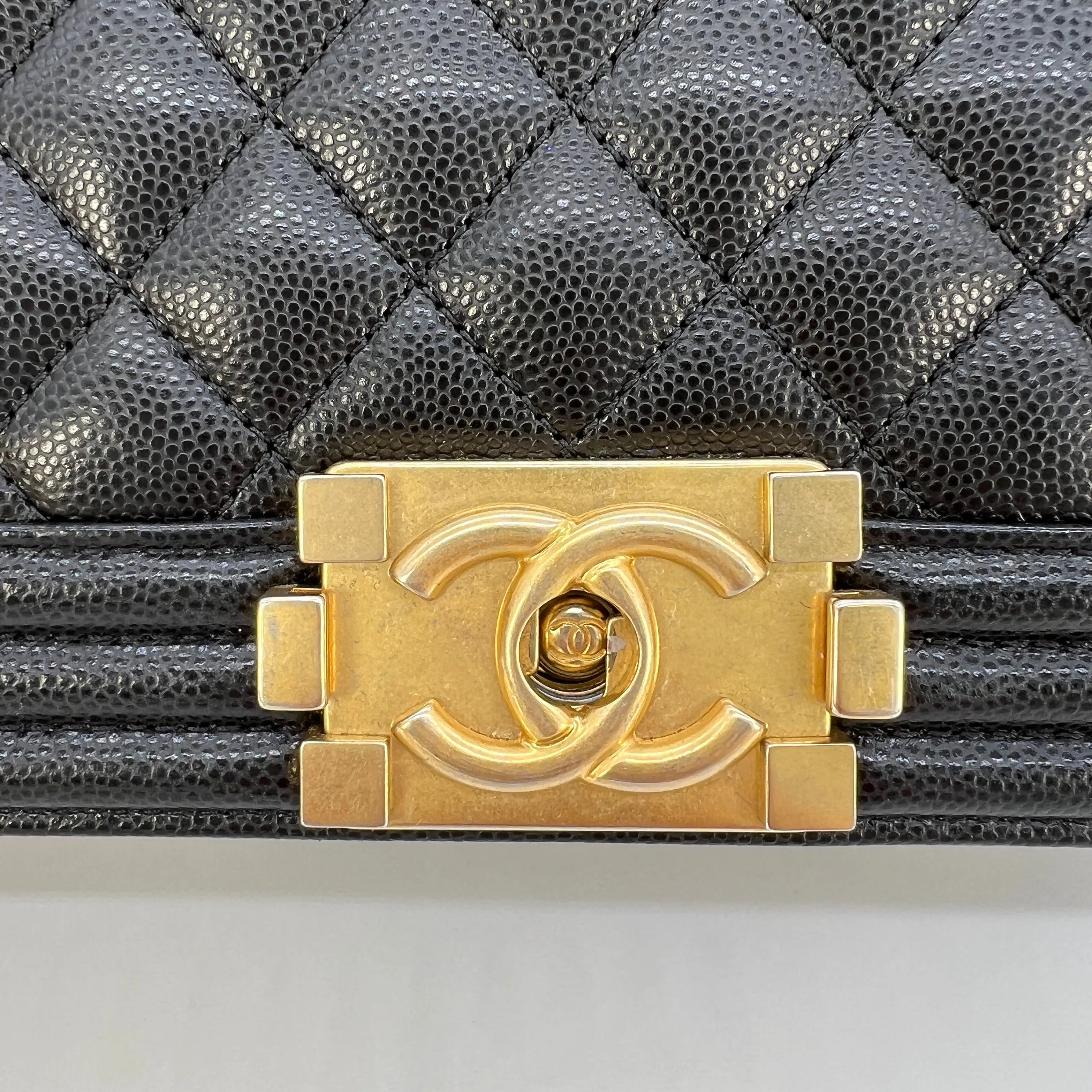 CHANEL Caviar Quilted Old Medium Boy Flap Black [Guaranteed Authentic]