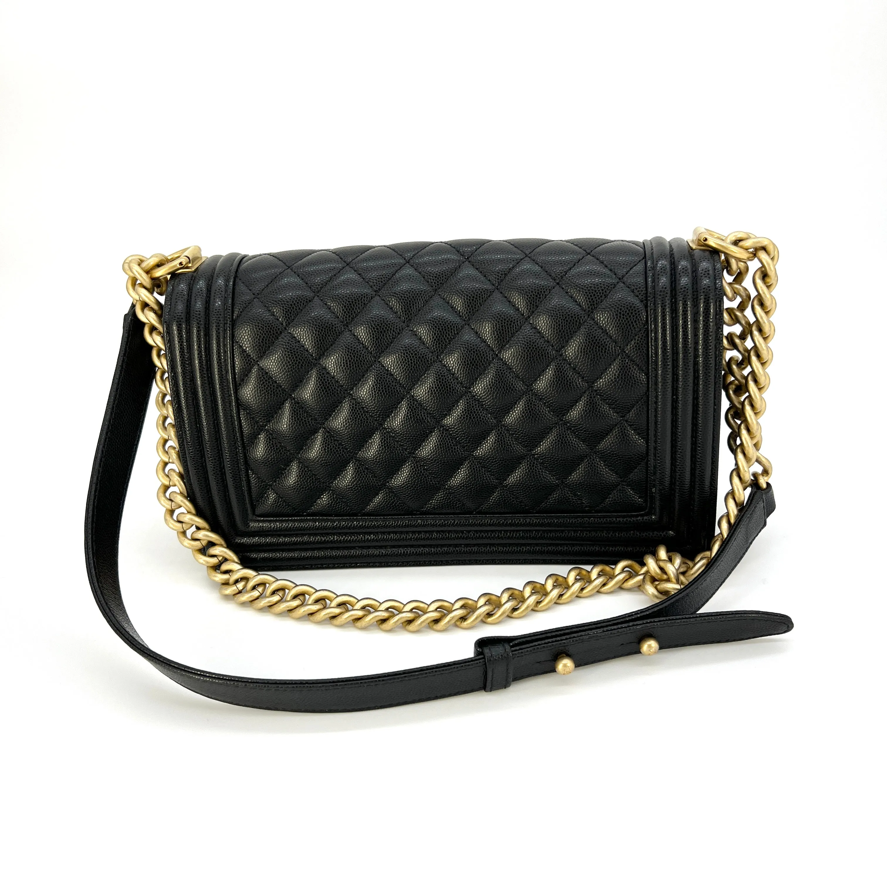 CHANEL Caviar Quilted Old Medium Boy Flap Black [Guaranteed Authentic]