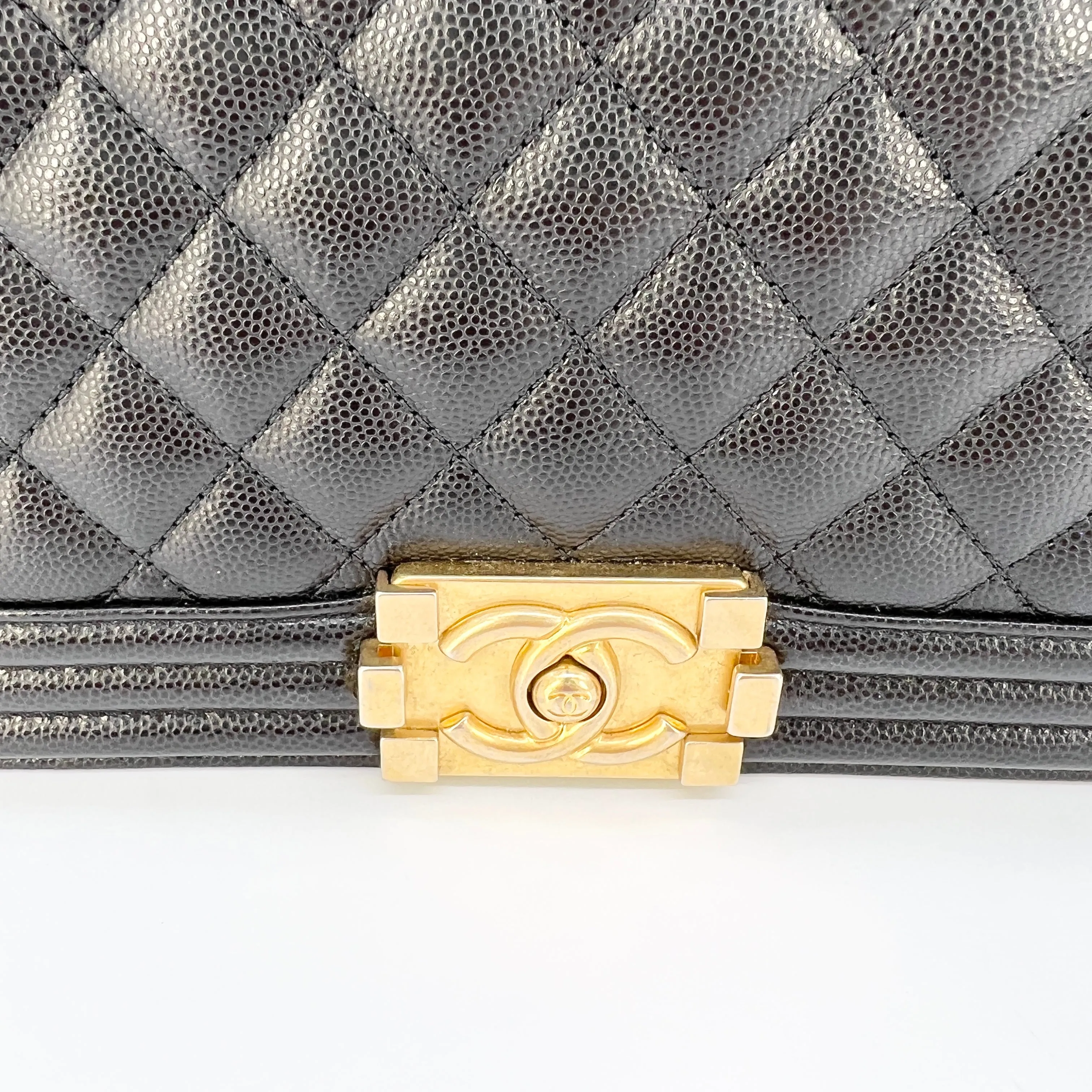 CHANEL Caviar Quilted Old Medium Boy Flap Black [Guaranteed Authentic]