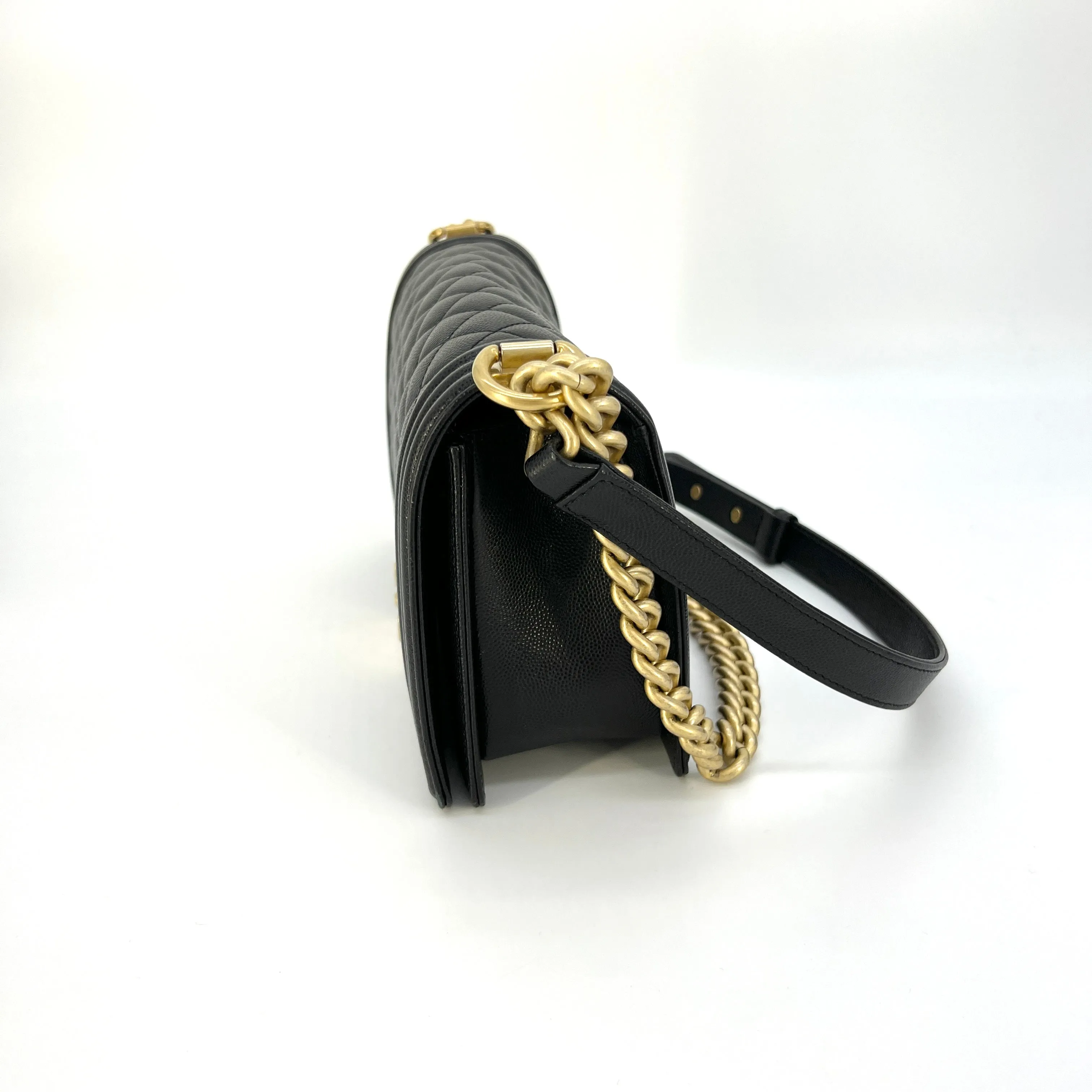 CHANEL Caviar Quilted Old Medium Boy Flap Black [Guaranteed Authentic]
