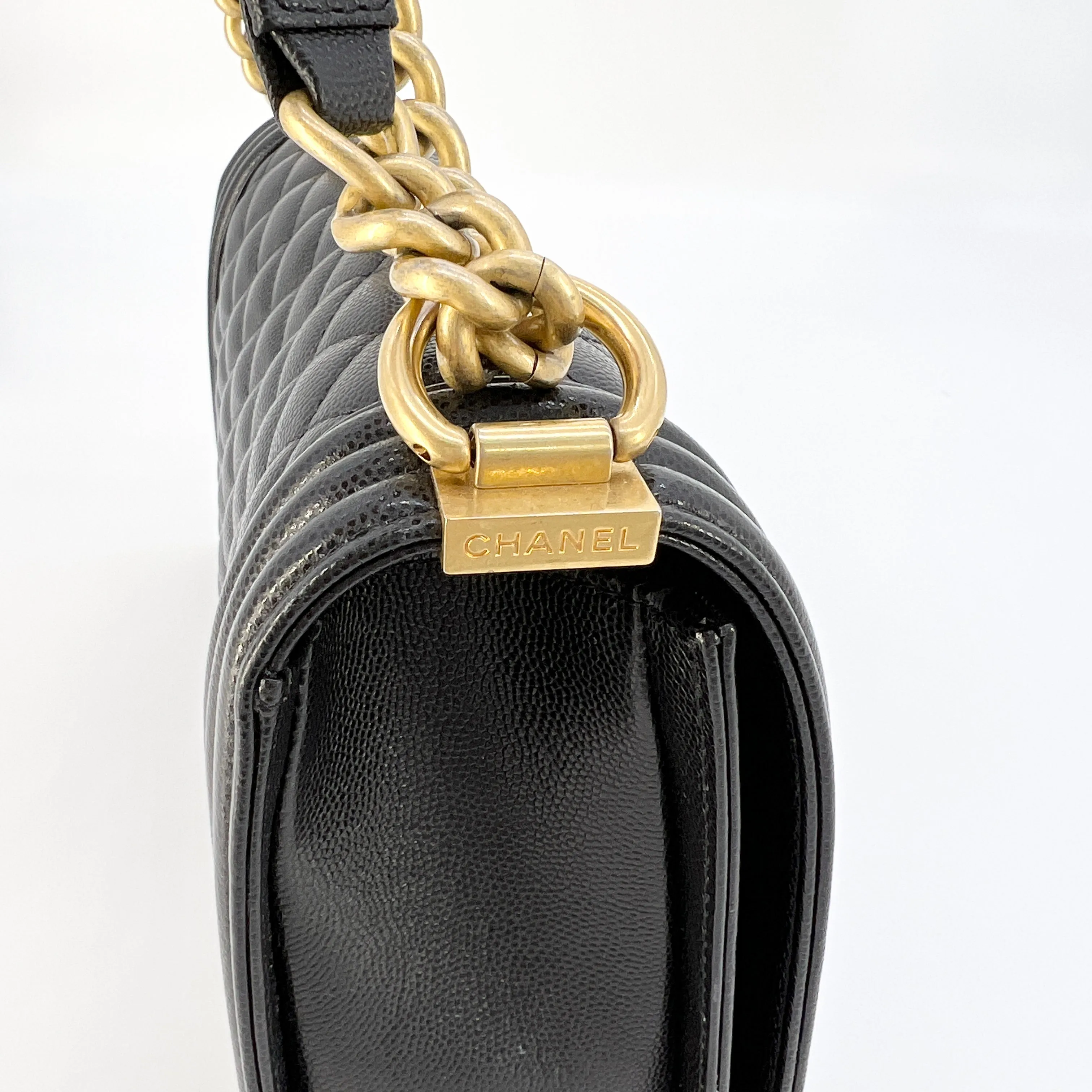 CHANEL Caviar Quilted Old Medium Boy Flap Black [Guaranteed Authentic]