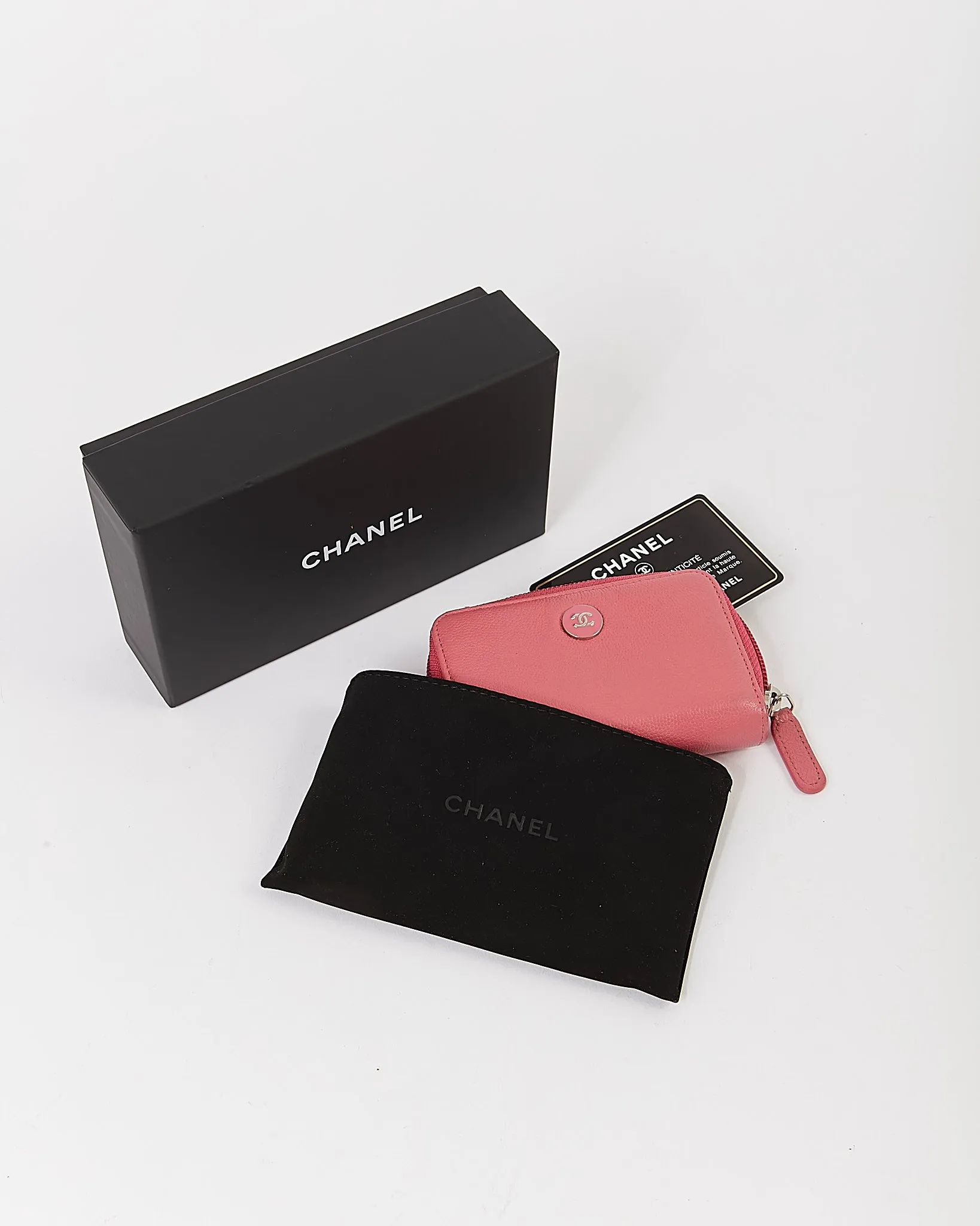 Chanel Pink Caviar Interlocking CC Zippy Wallet