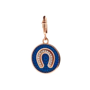 Charm Navy Blue Horseshoe Diamonds