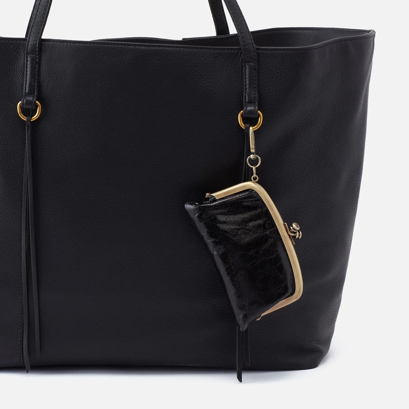 Cheer Frame Pouch In Polished Leather - Black