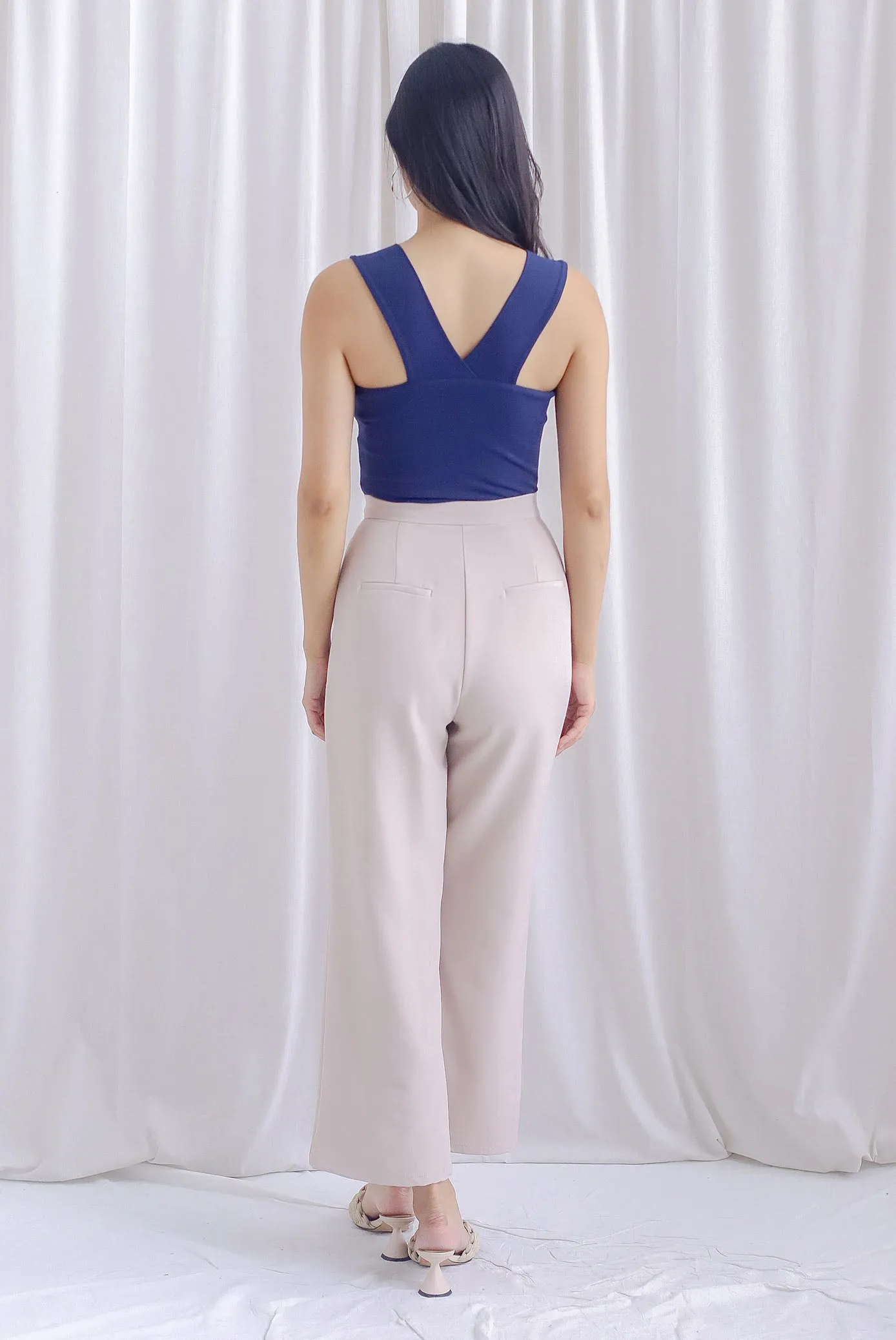 Cherie Padded Two Way Top In Navy Blue