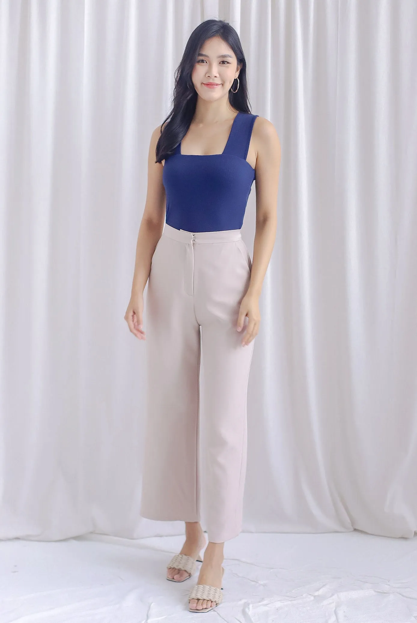 Cherie Padded Two Way Top In Navy Blue