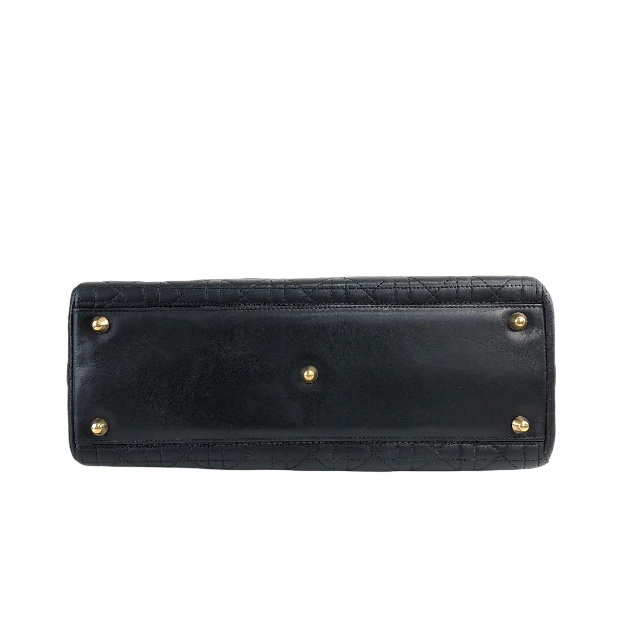 Christian Dior  Cannage CD Logo Charm Leather Two-way Handbag Shoulder bag Black Vintage ycc5cv