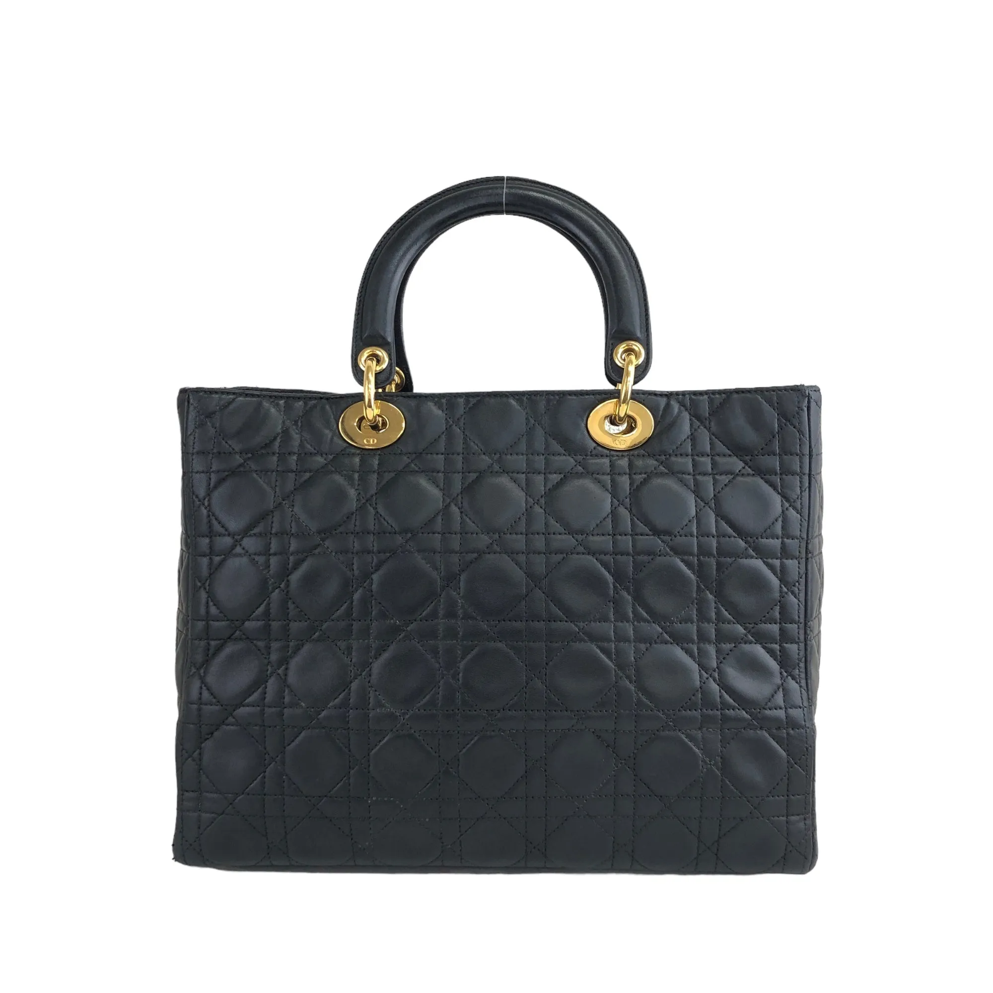 Christian Dior  Cannage CD Logo Charm Leather Two-way Handbag Shoulder bag Black Vintage ycc5cv