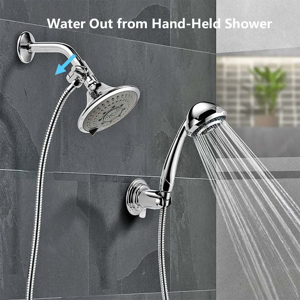 Chrome Two Way Shower Arm Diverter Valve Shower Head Splitter