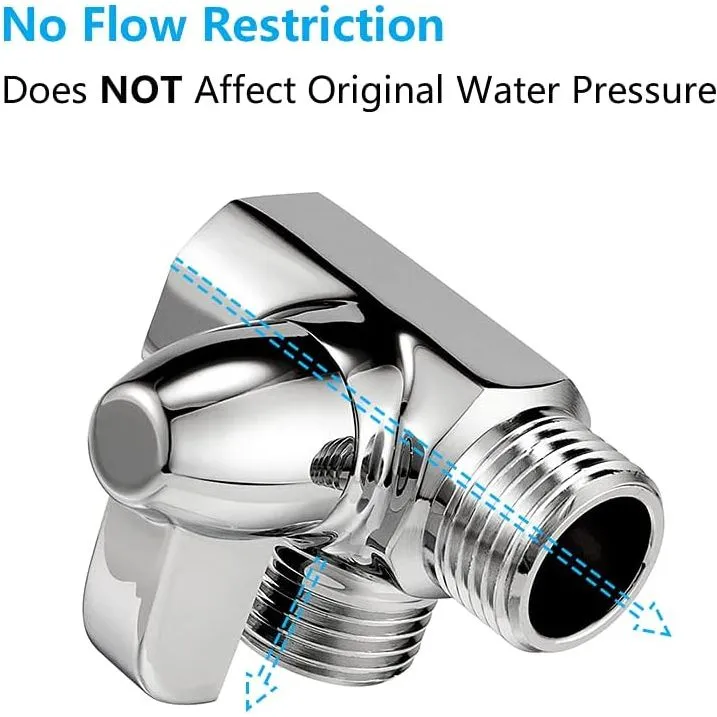 Chrome Two Way Shower Arm Diverter Valve Shower Head Splitter