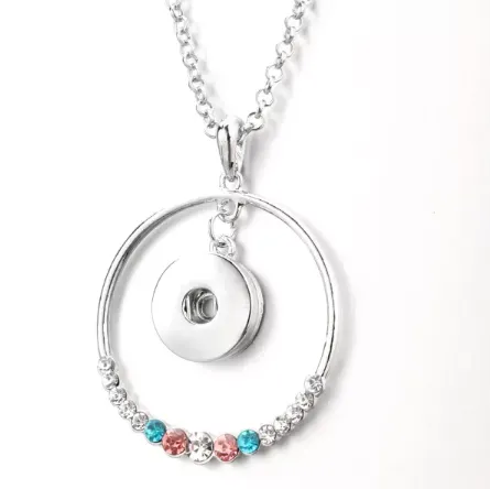 Circle Rhinestone Medallion Necklace (1S)