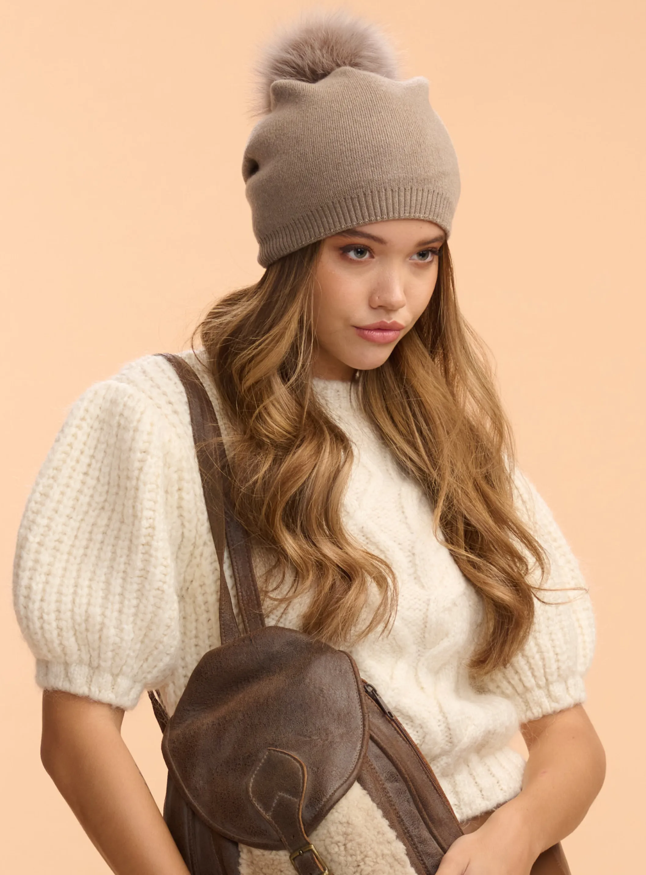 Classy Cashmere Detachable Faux Fur Pom