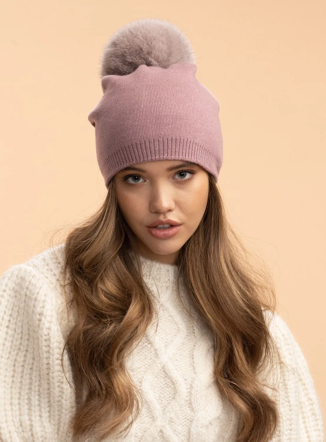 Classy Cashmere Detachable Faux Fur Pom