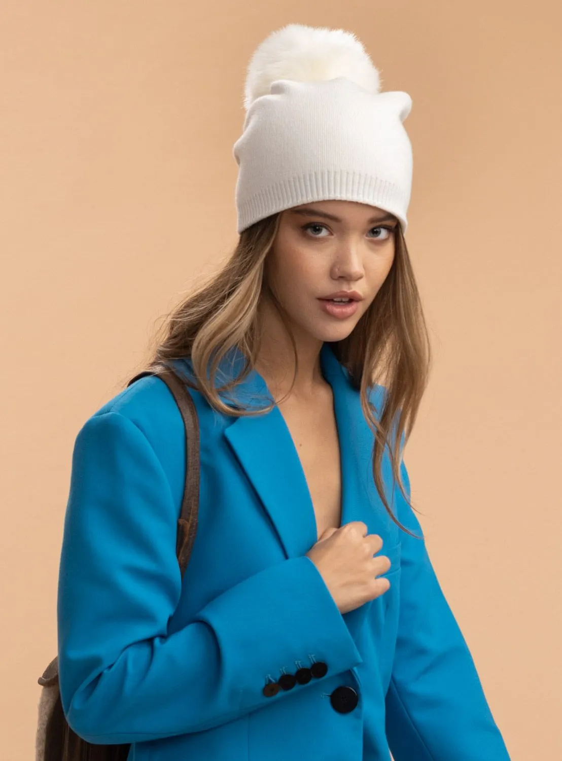 Classy Cashmere Detachable Faux Fur Pom