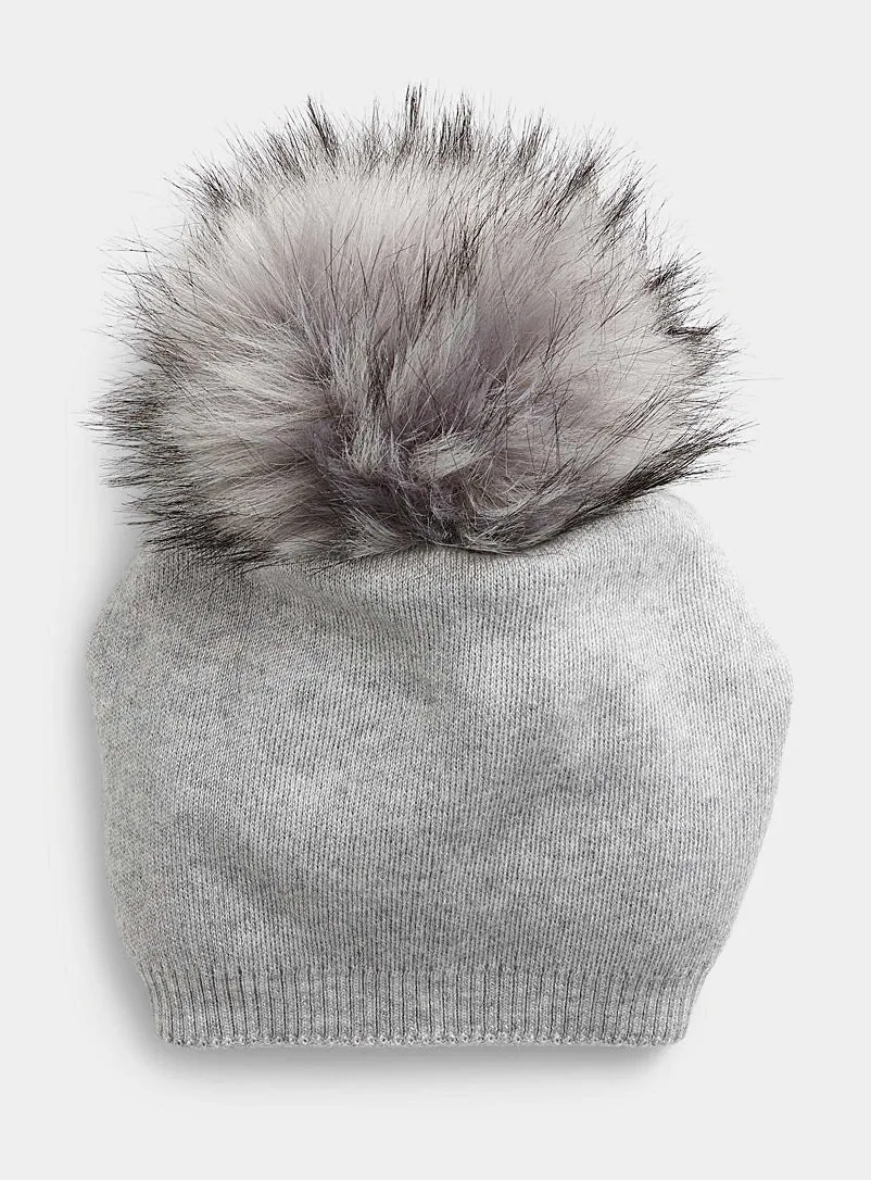 Classy Cashmere Detachable Faux Fur Pom