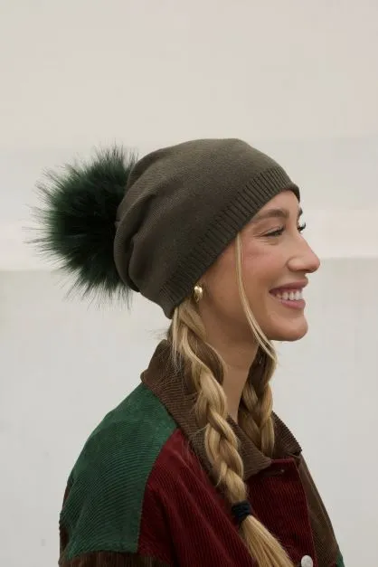 Classy Cashmere Detachable Faux Fur Pom