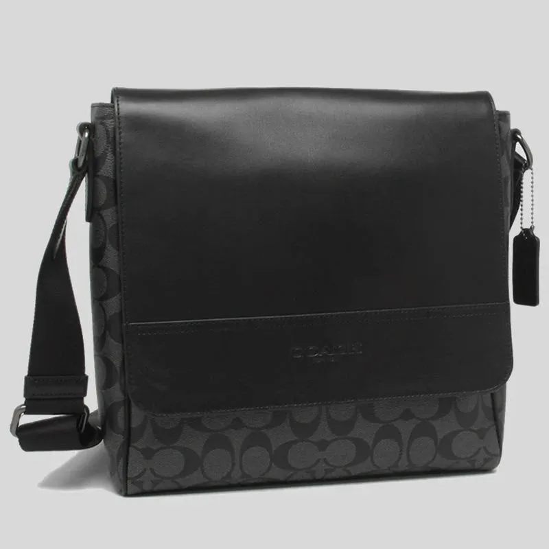 Coach Men's Houston Map Bag In Signature Canvas Black RS-573