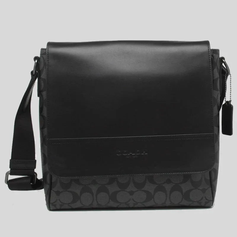 Coach Men's Houston Map Bag In Signature Canvas Black RS-573