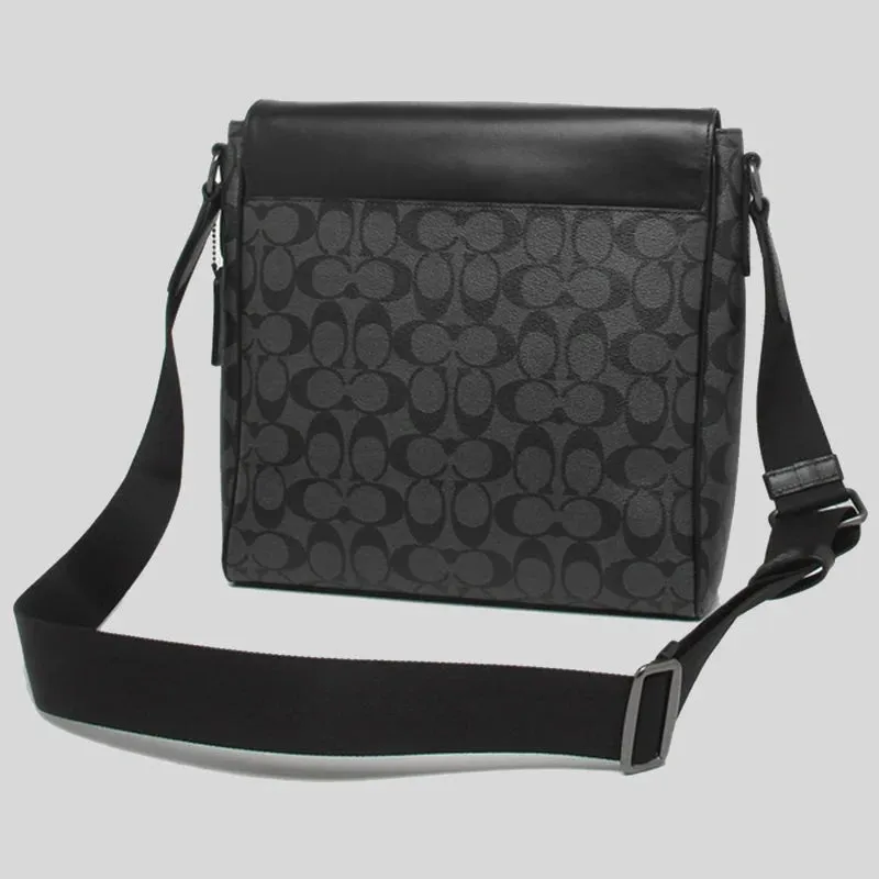 Coach Men's Houston Map Bag In Signature Canvas Black RS-573