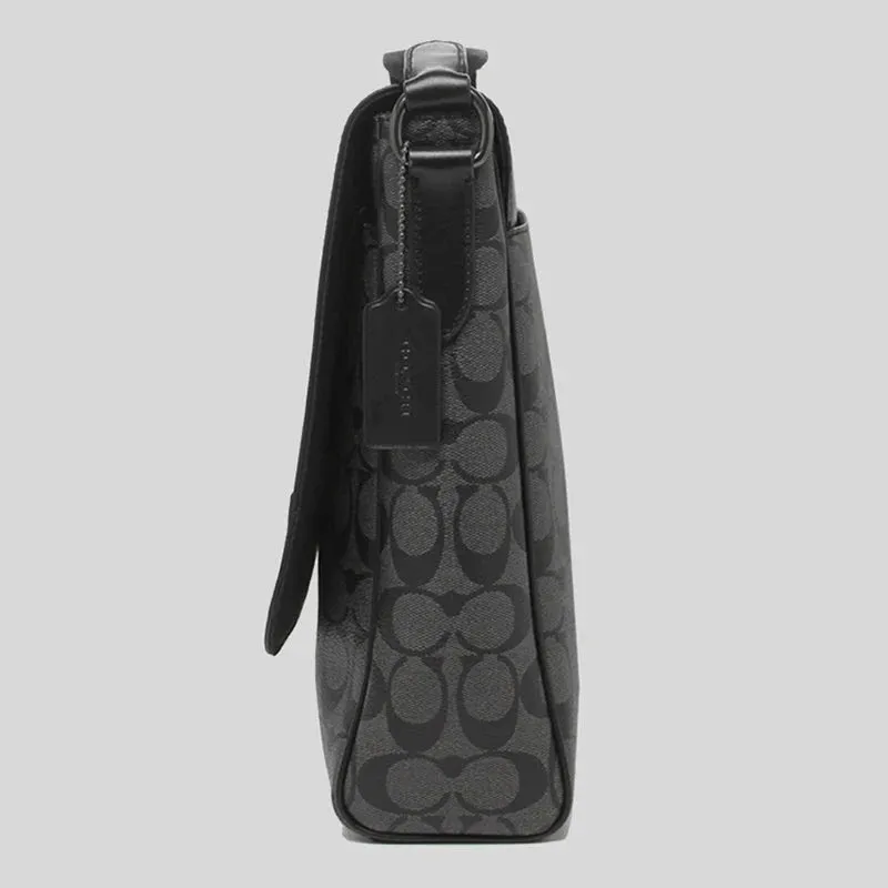 Coach Men's Houston Map Bag In Signature Canvas Black RS-573